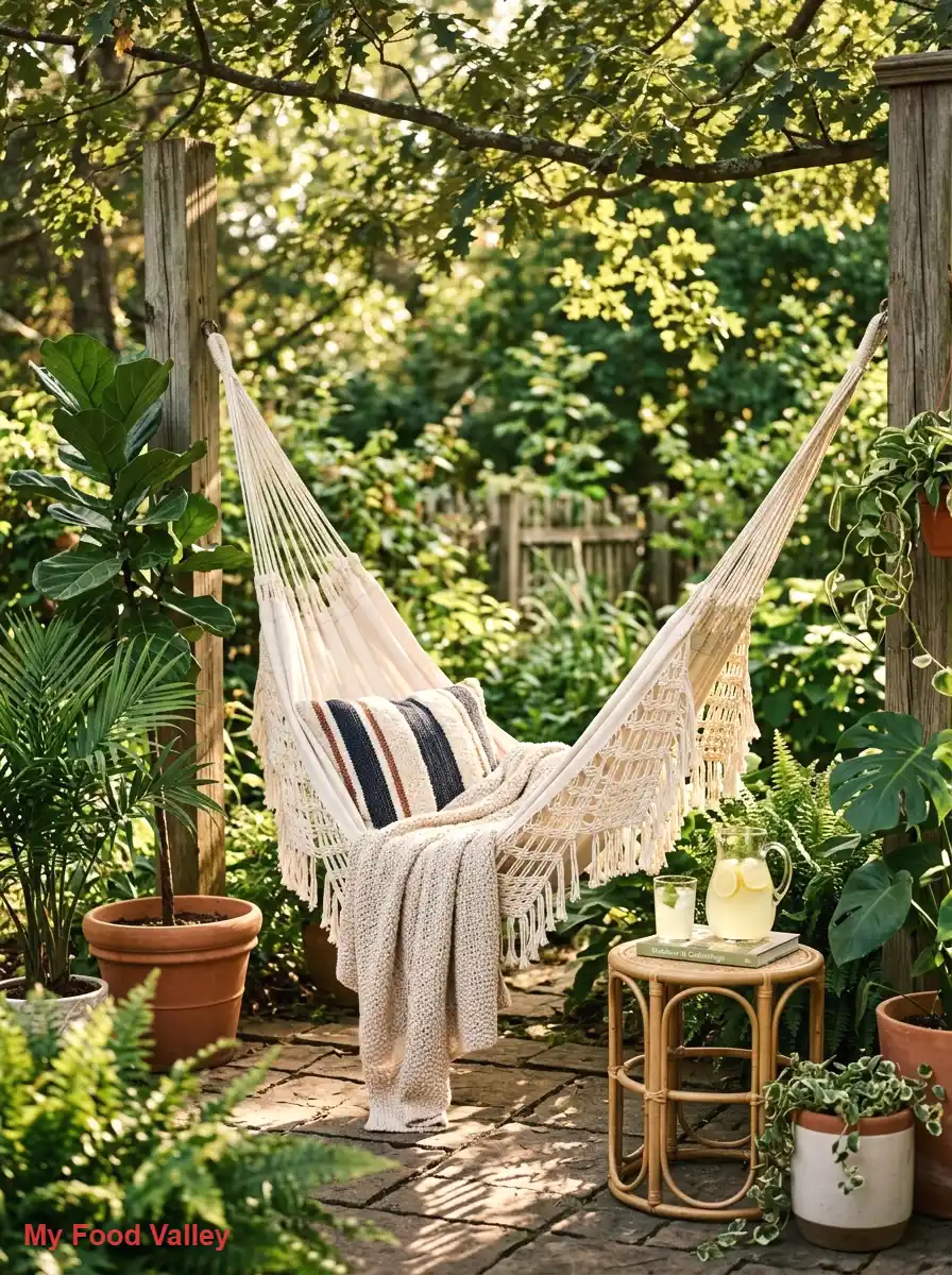 hammock corner with tiered cushions