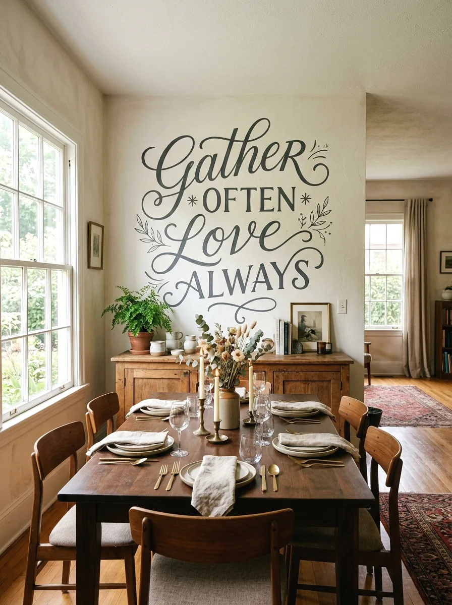 hand-lettered typography mural