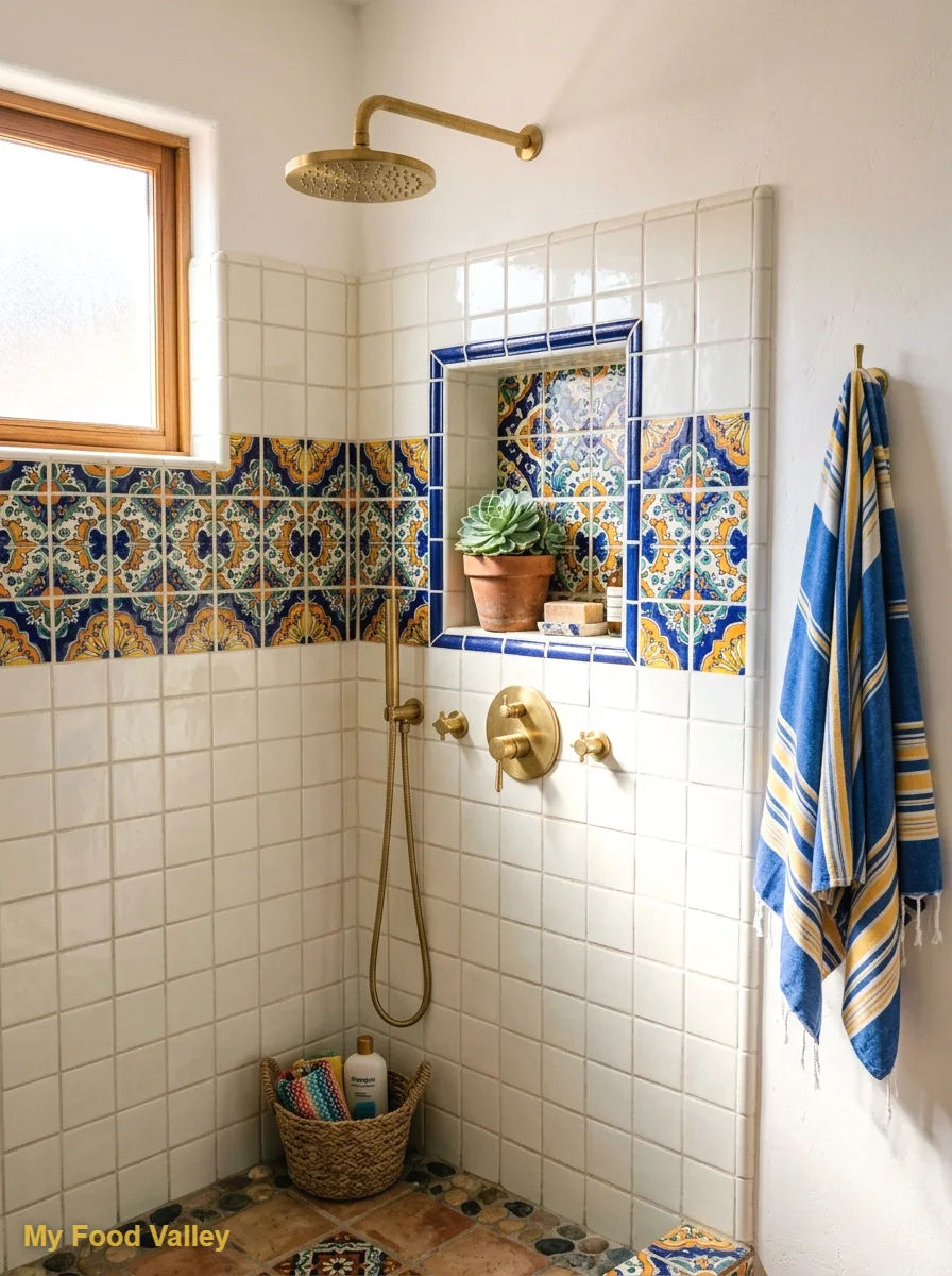 hand-painted talavera-style tile band