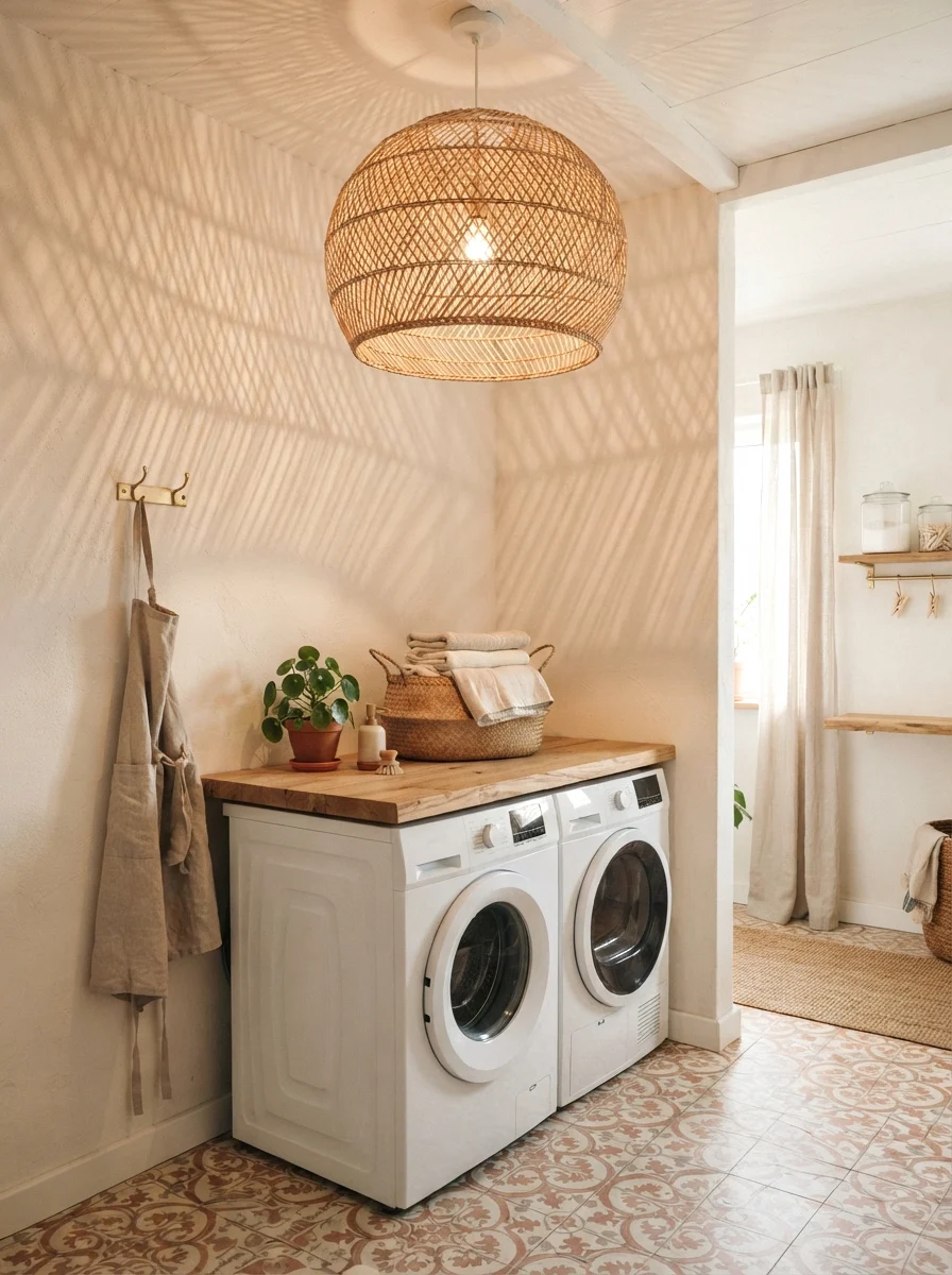 hang a rattan or woven pendant light