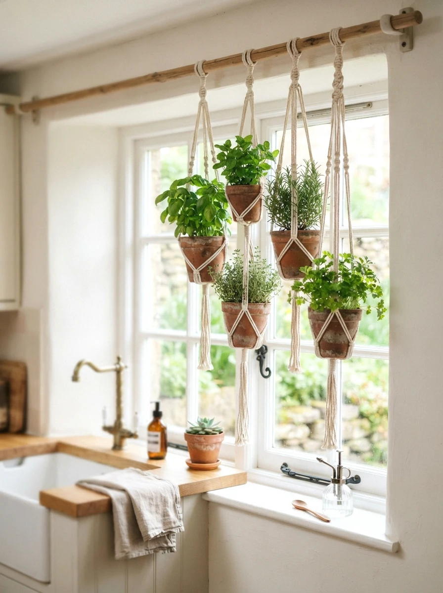 hanging herb garden by the window