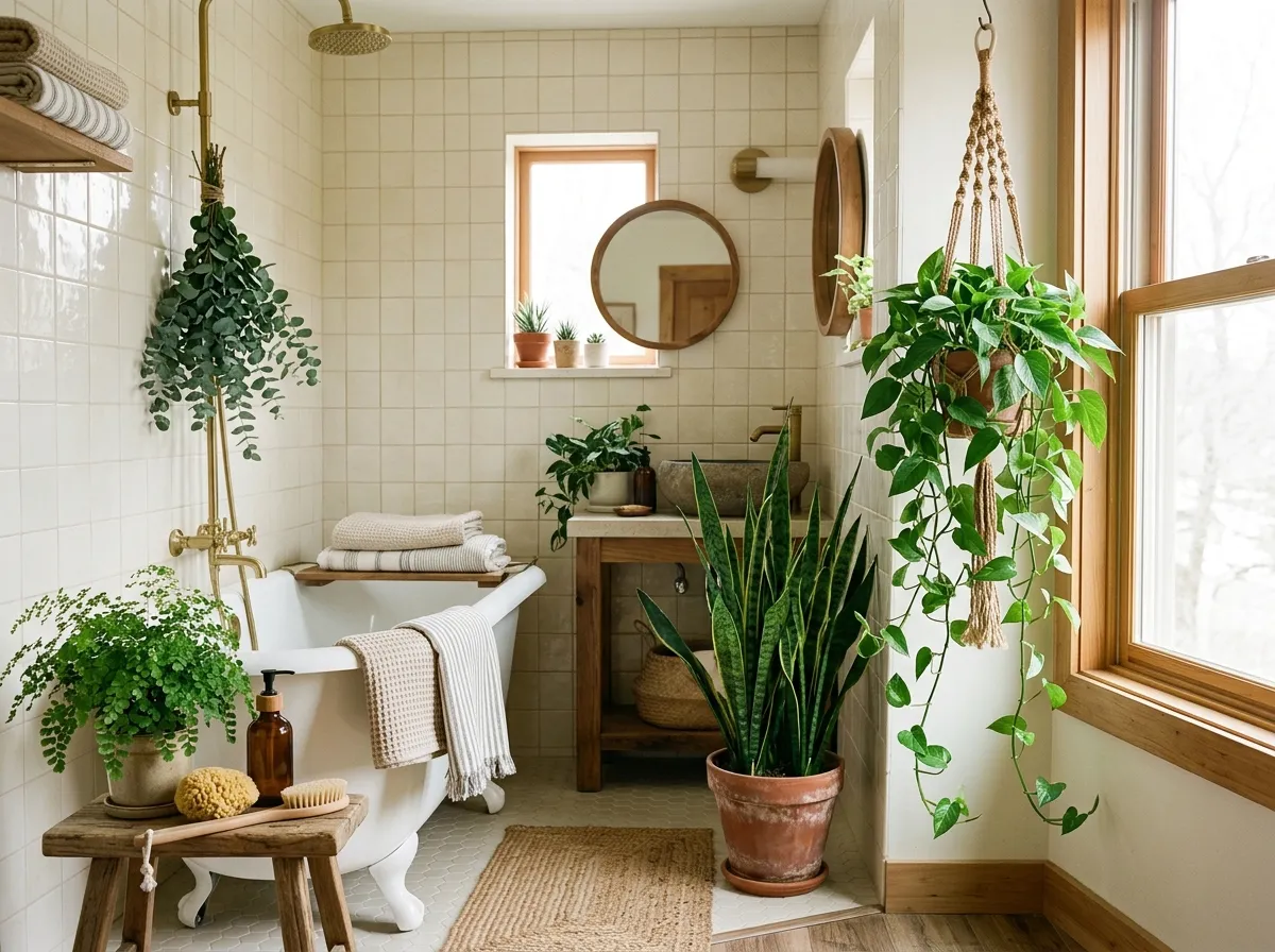 hanging plants and lush greenery