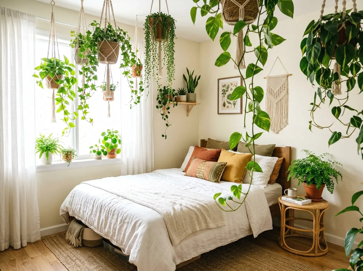 hanging plants and trailing greenery