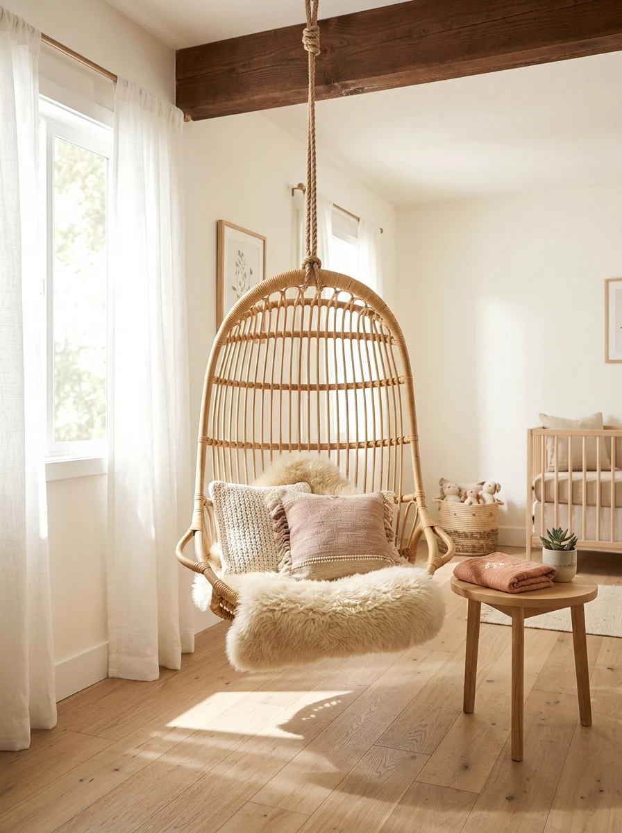 hanging rattan chair nook