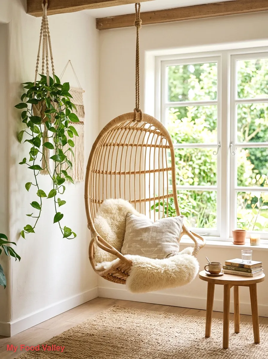 hanging rattan egg chair corner