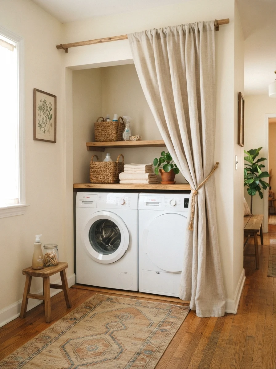 hide the machines behind linen curtains