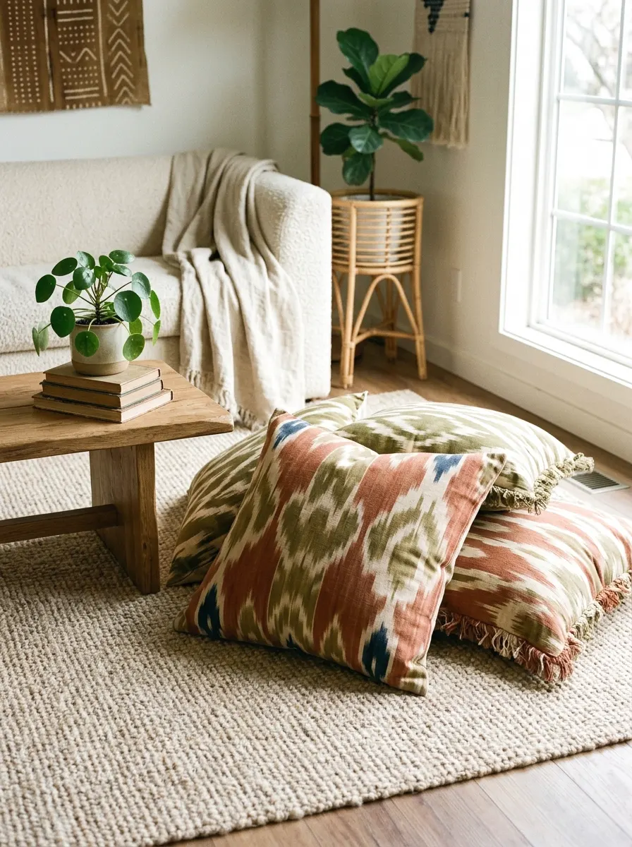 ikat print floor pillow set