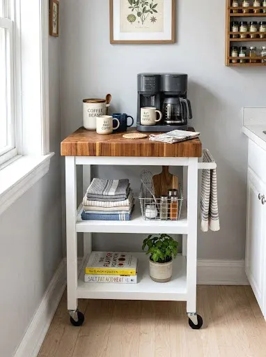 kitchen cart with butcher block top