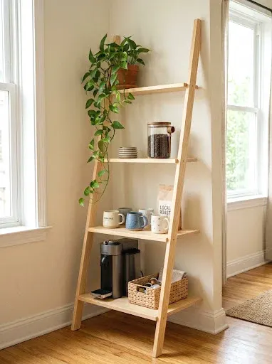 ladder shelf coffee station