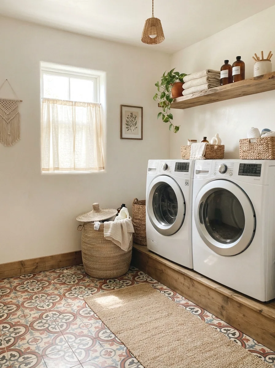 lay a patterned encaustic-style tile floor