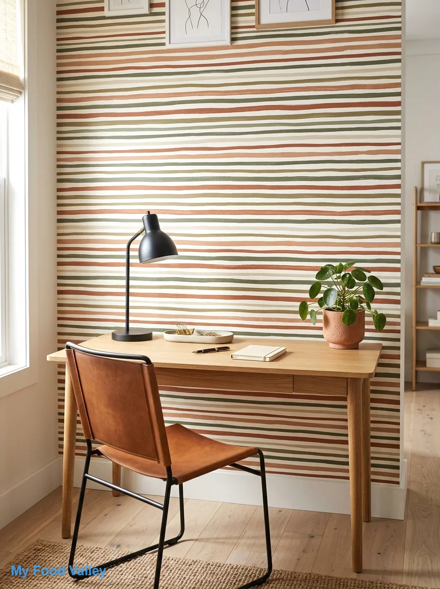 layered earth-tone stripe wallpaper