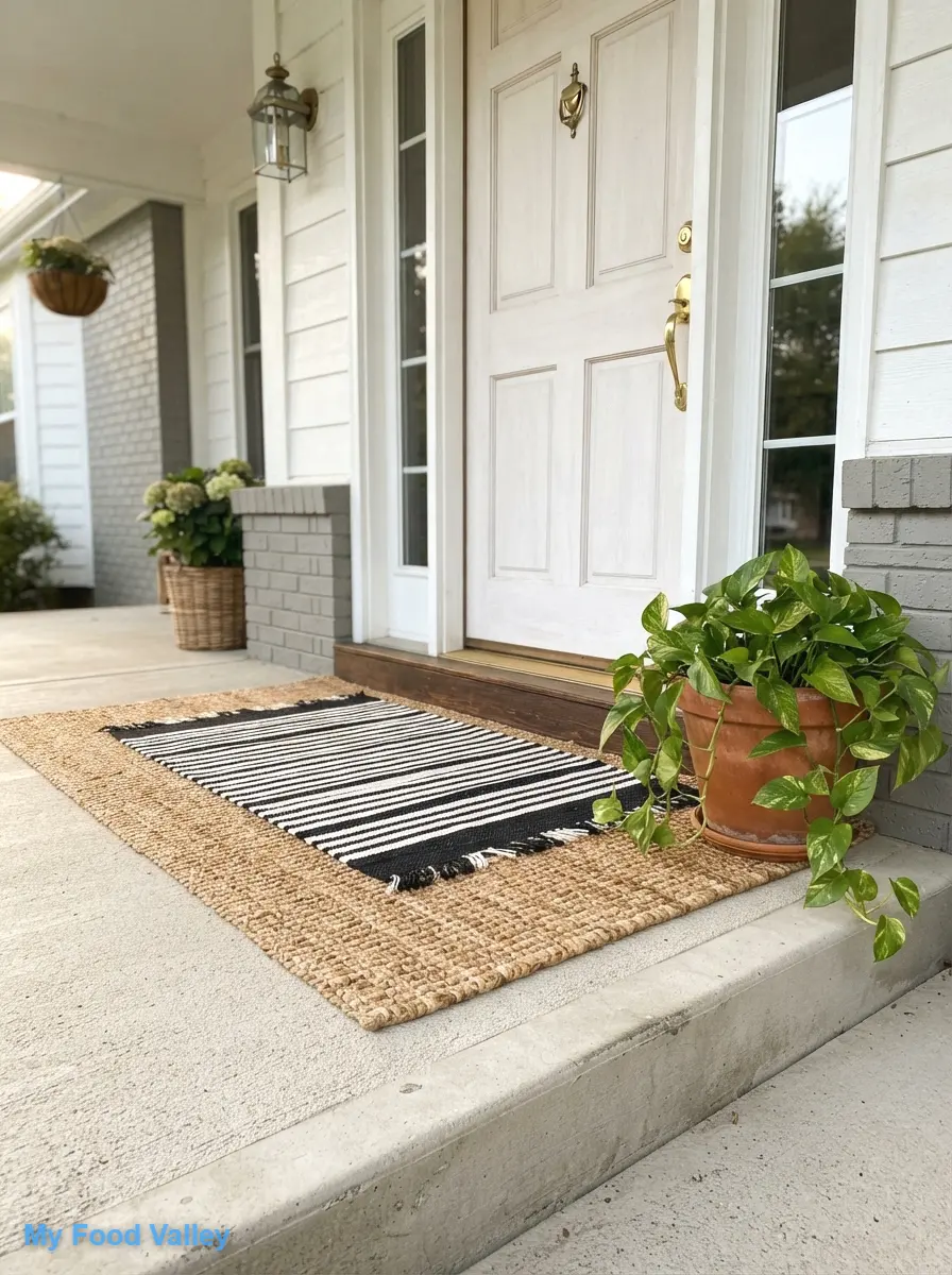 layered jute and cotton doormats