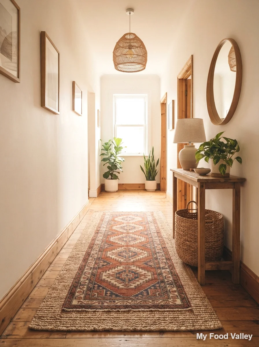 layered runner rug that warms up the floor