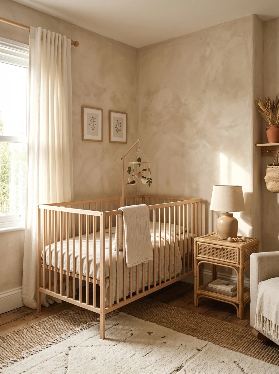 limewash or warm beige walls