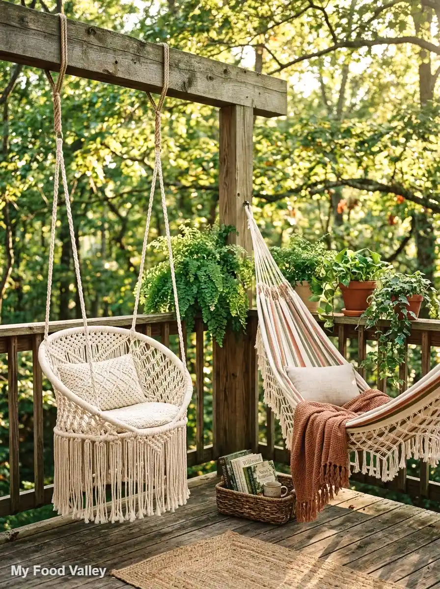 macramé swing seat and hammock nook