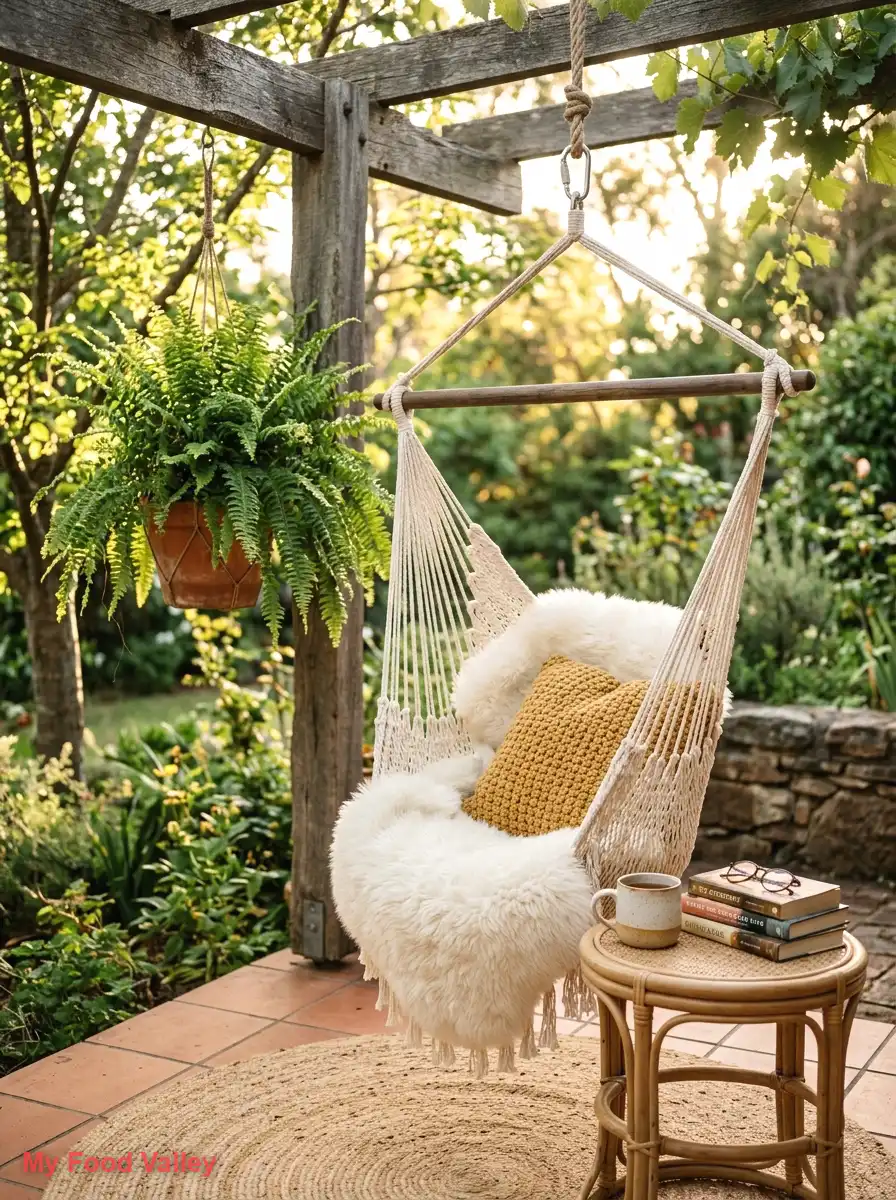 macrame hanging chair reading nook