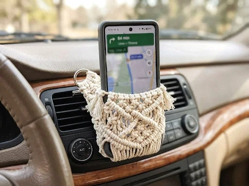 macrame phone holder mount