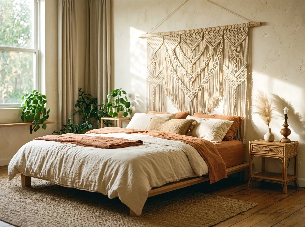 macrame wall hanging headboard
