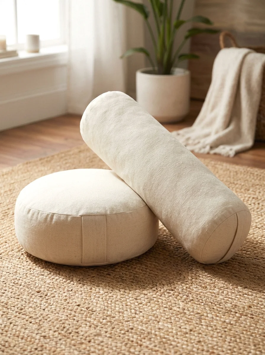 meditation cushion set with a bolster