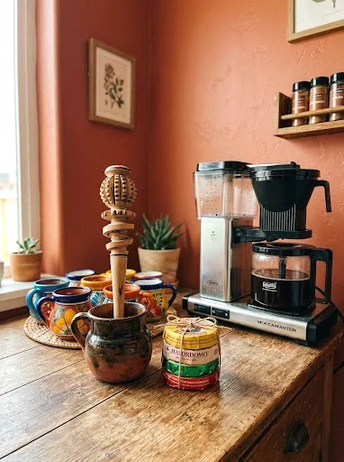 mexican hot chocolate station with molinillo display