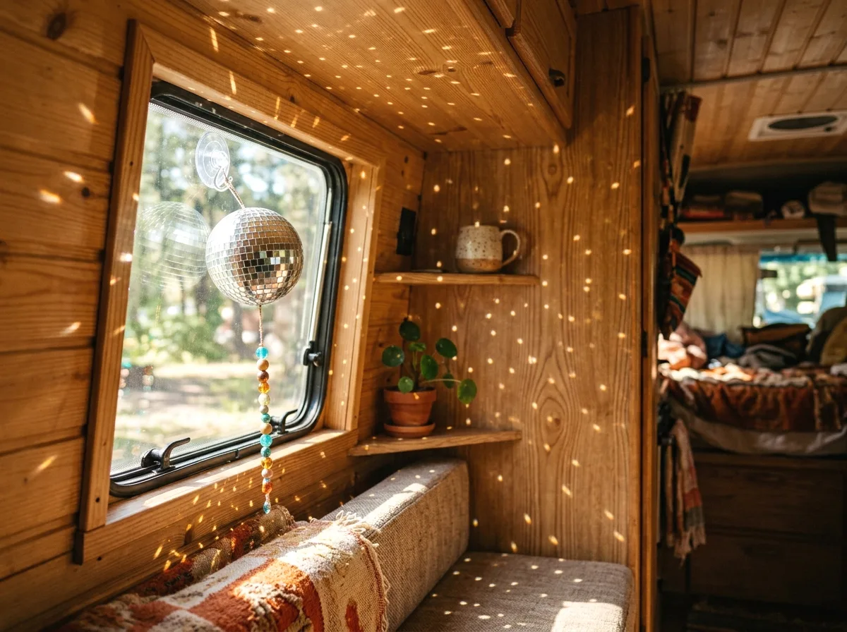mini disco ball or sun catcher for light play