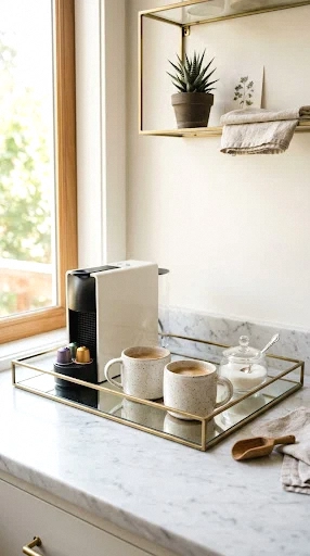 mirrored tray coffee corner