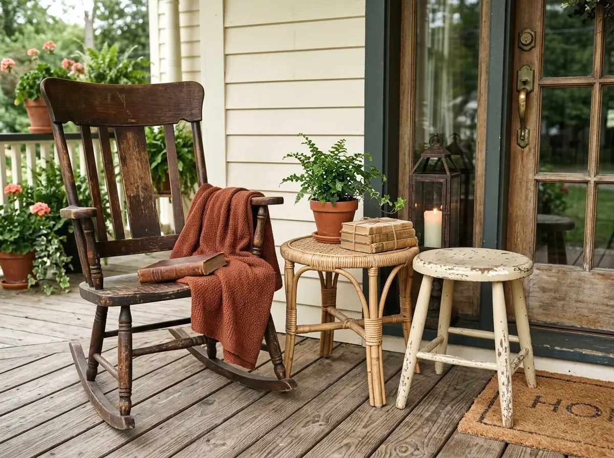 mismatched vintage furniture