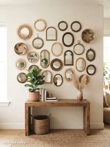mixed shape mirror gallery wall