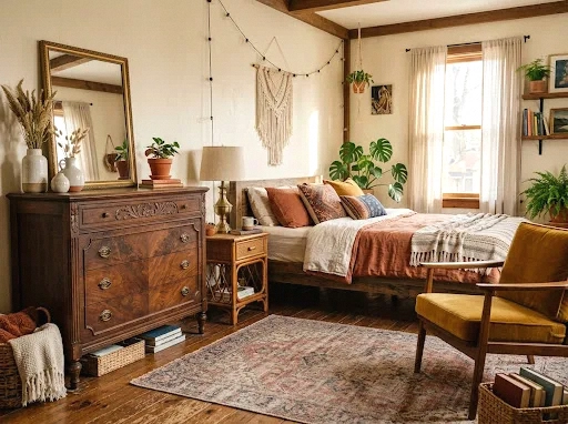 mixed thrifted wood furniture