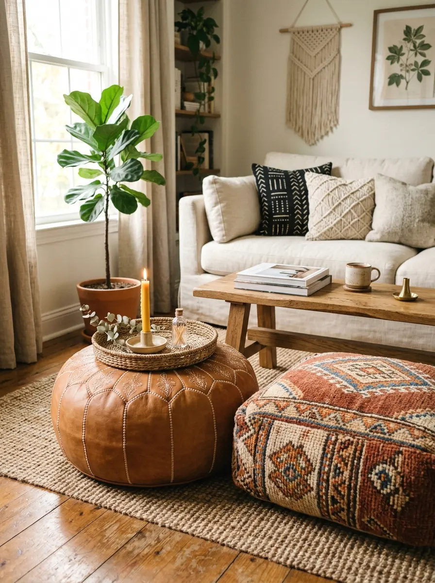 moroccan pouf floor pillow cluster