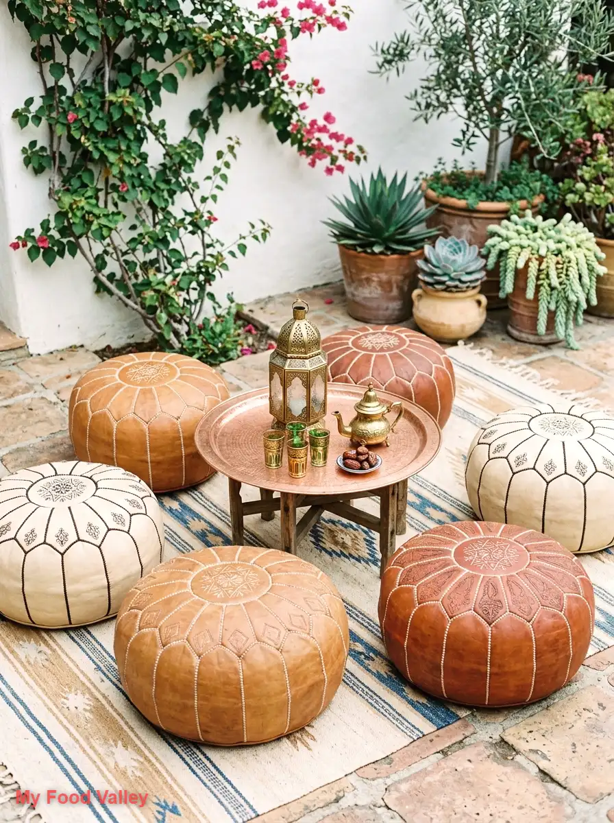 moroccan pouf seating circle