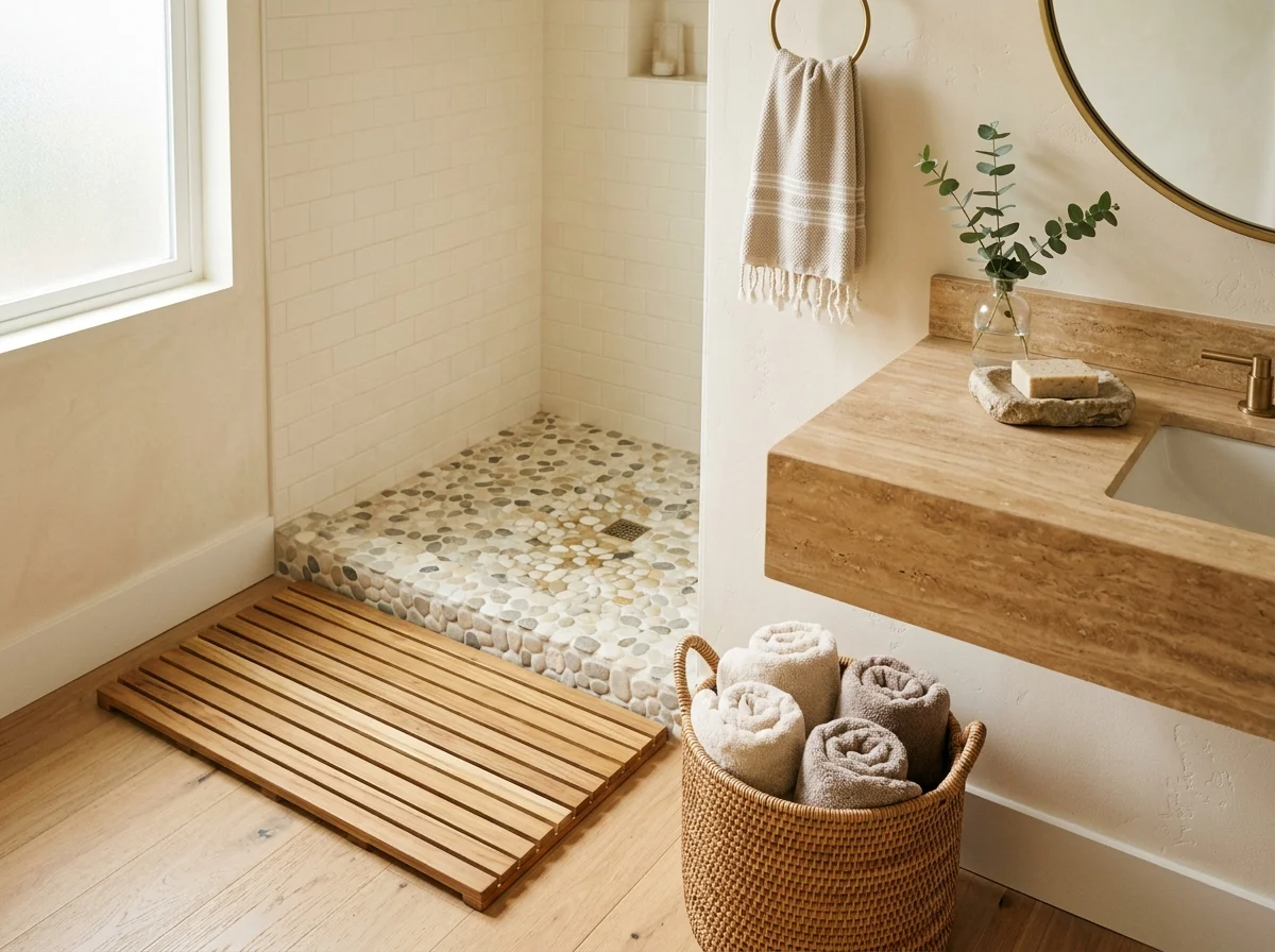 natural stone and pebble accents