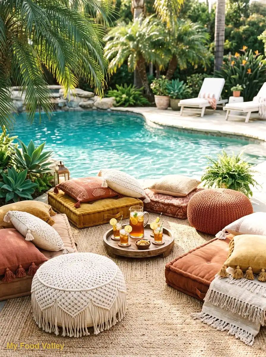 outdoor floor cushion seating area
