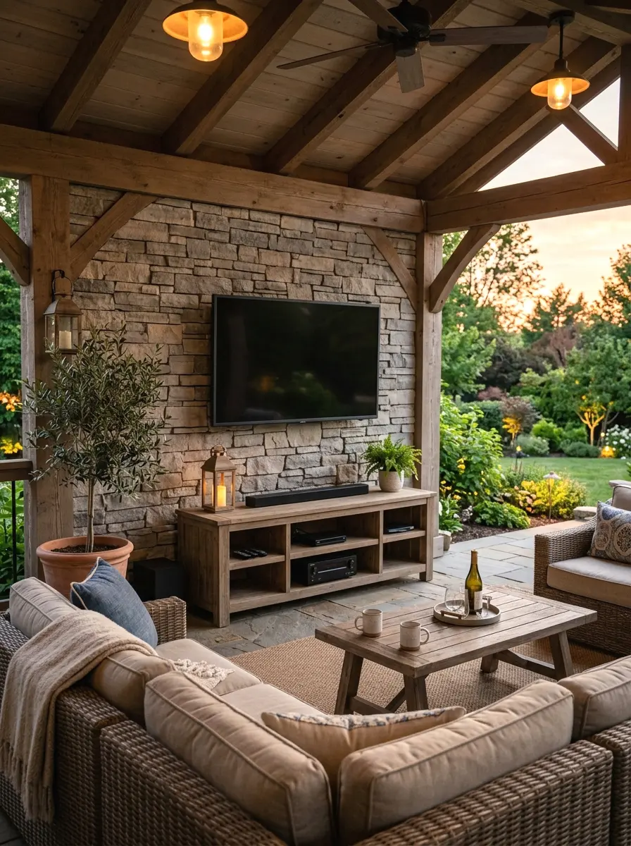 outdoor or patio tv wall setup