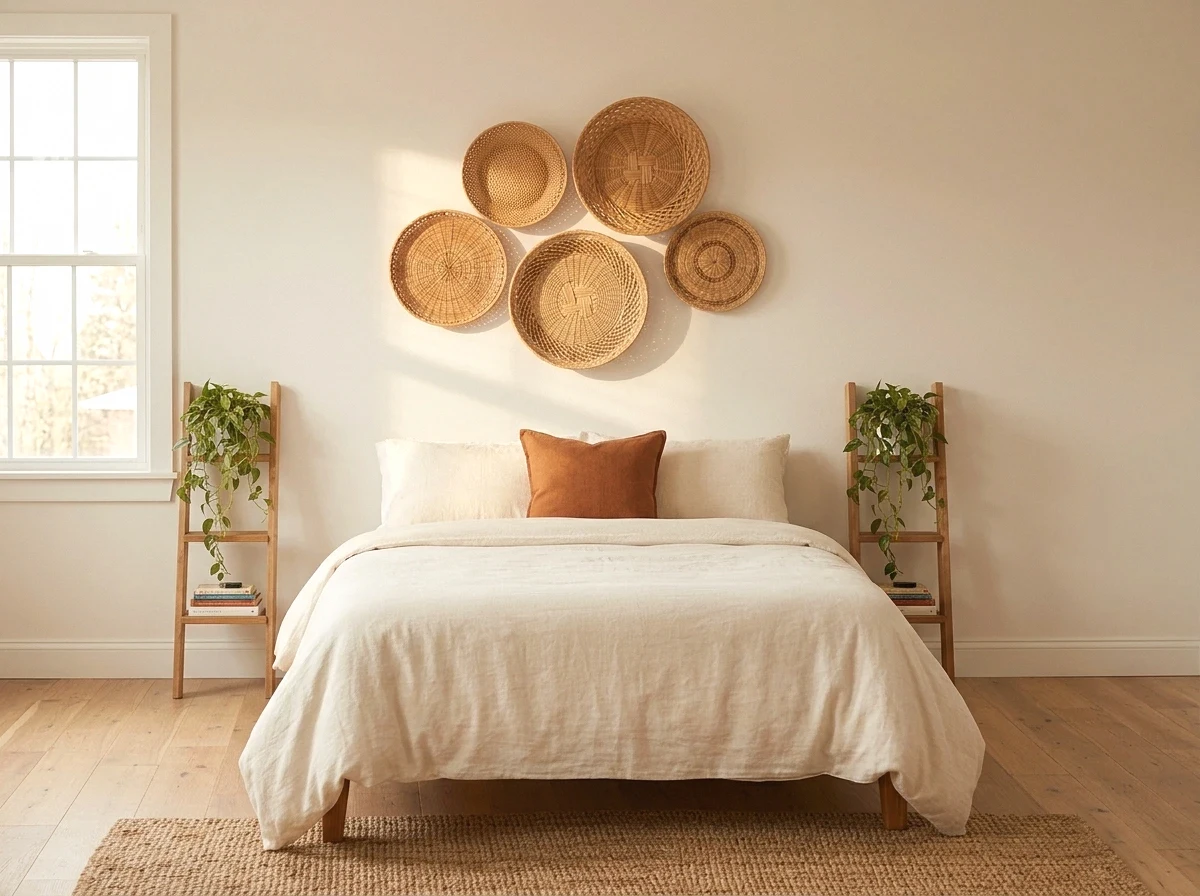 oversized woven basket display headboard