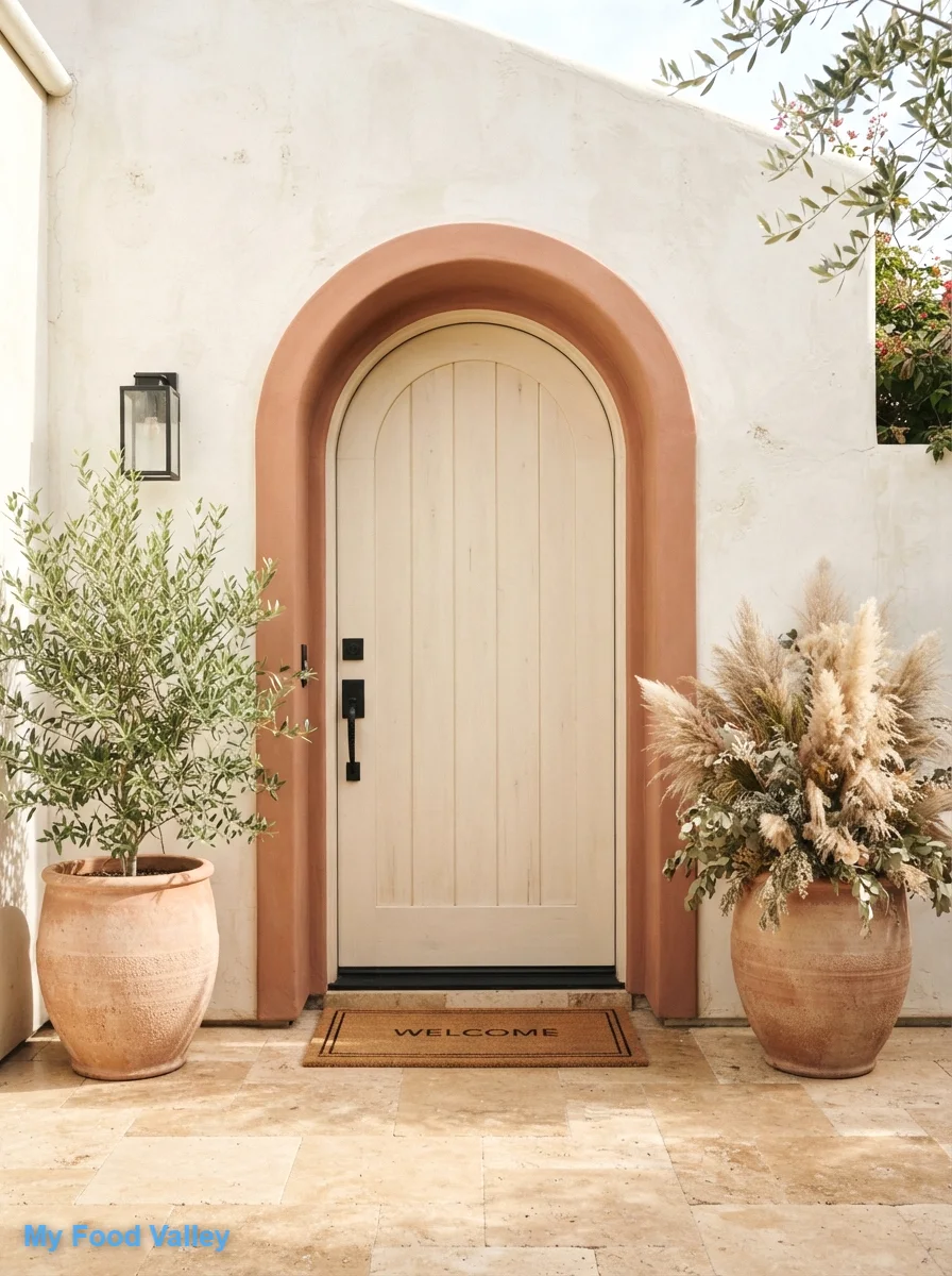 painted terracotta arch around the door