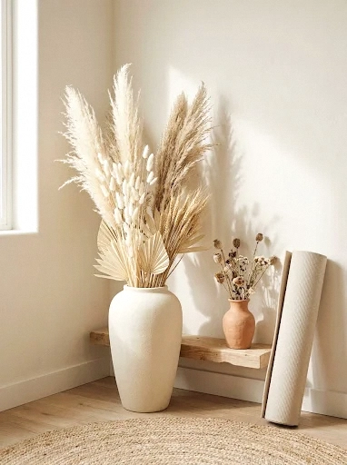 pampas grass and dried botanicals for effortless texture
