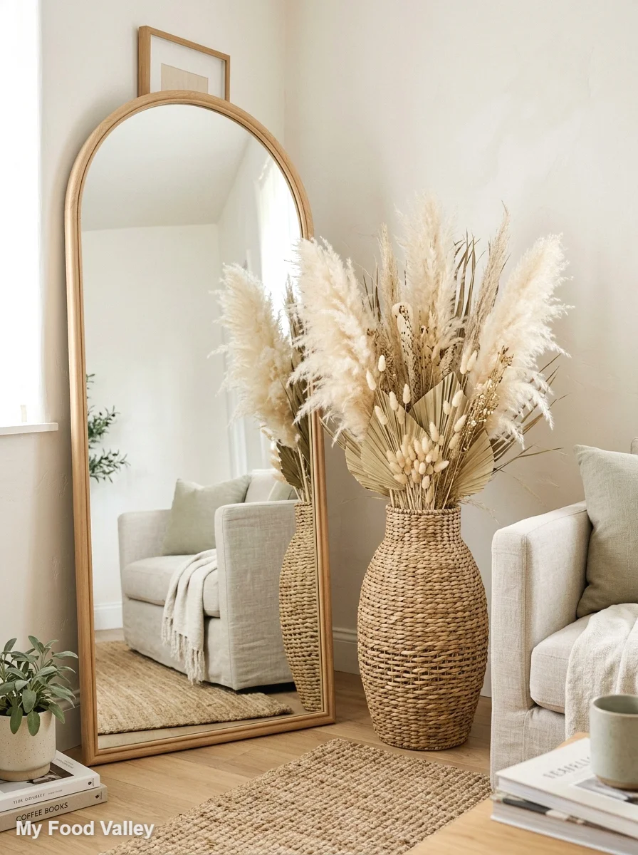 pampas grass and mirror vignette