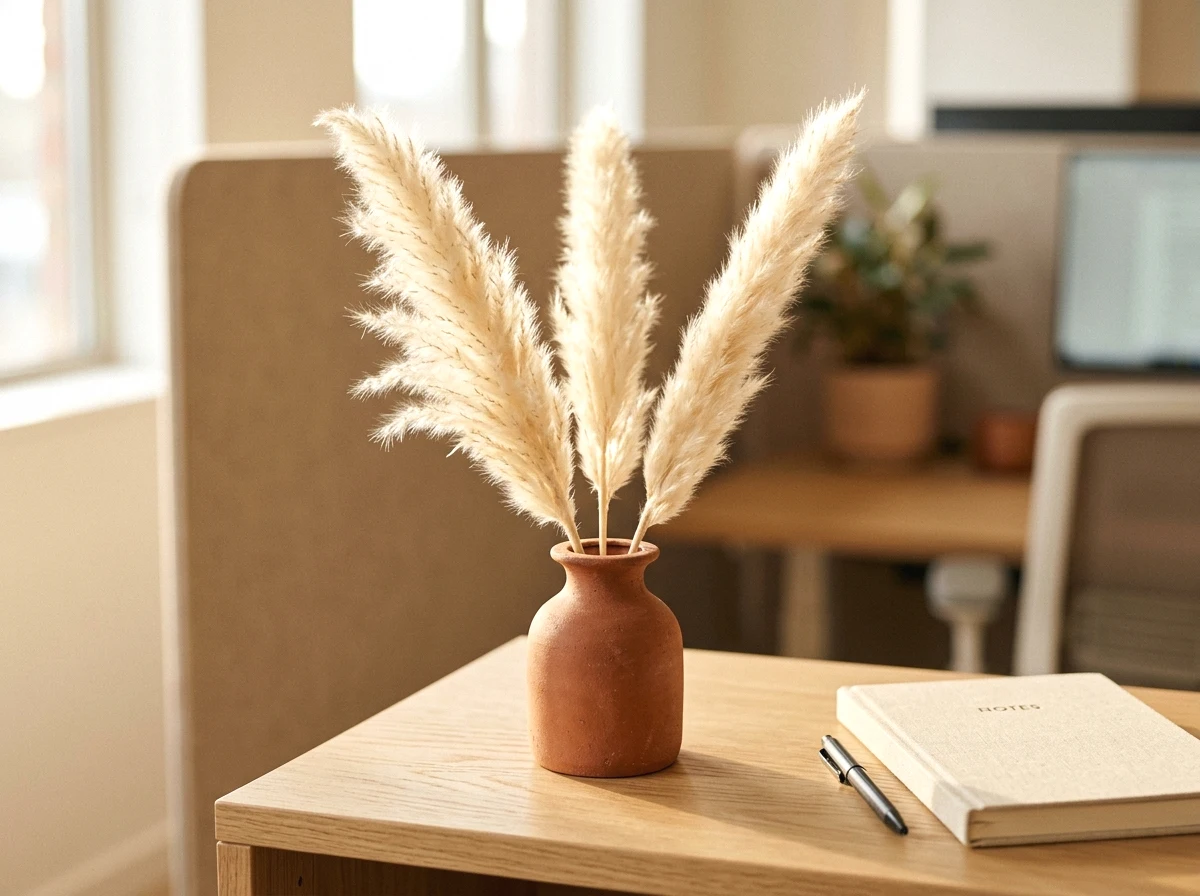 pampas grass desk vase