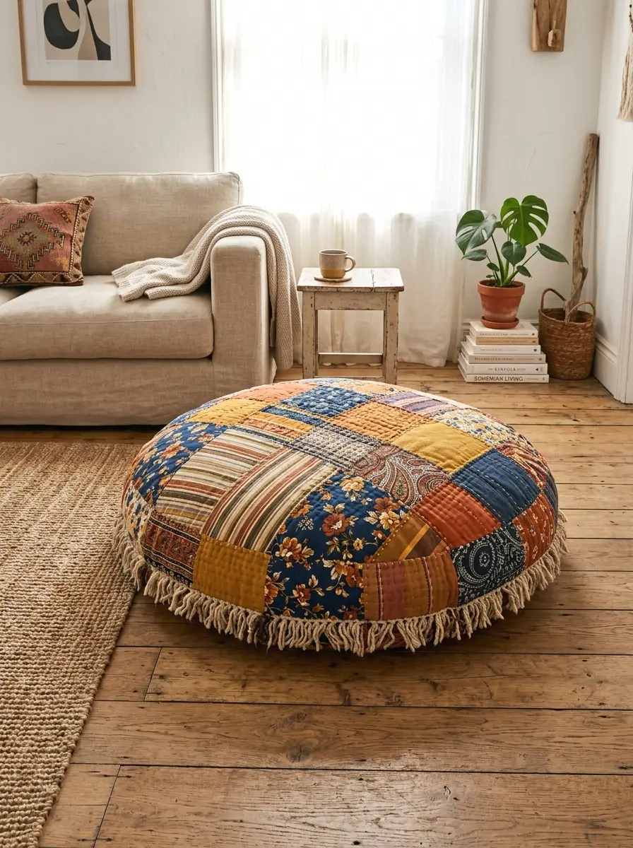 patchwork floor pillow