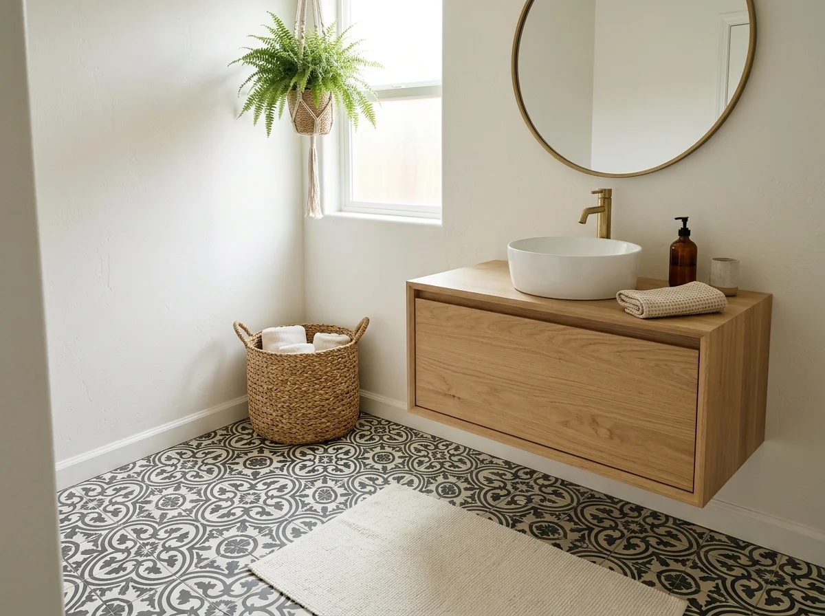 patterned cement tile floor