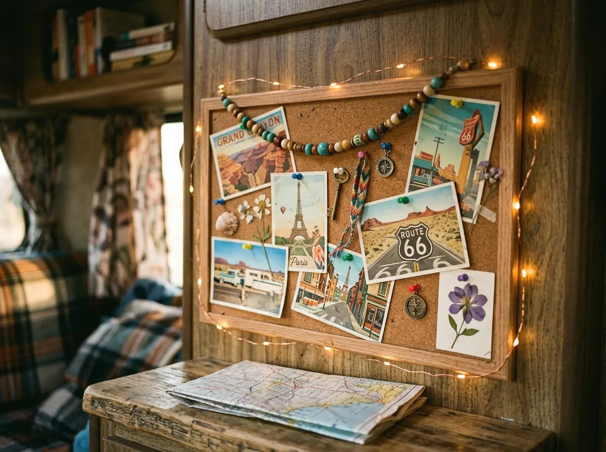 personal touches: postcards, beads, and travel trinkets