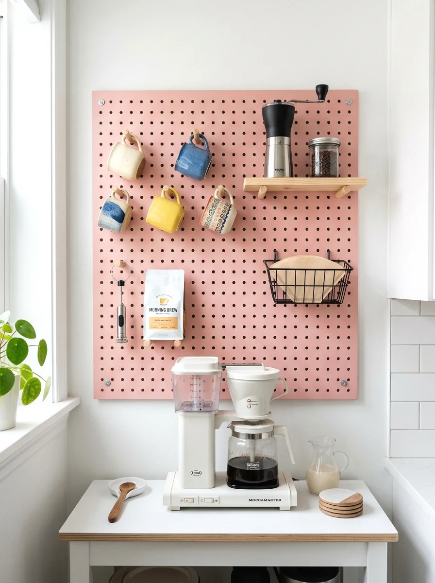 pink pegboard organizer bar