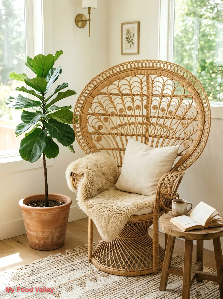 rattan peacock chair corner