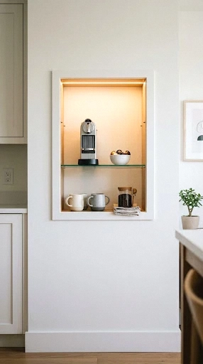 recessed glass niche coffee station
