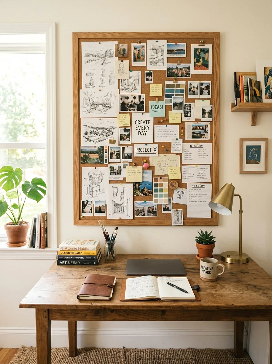 rotating cork or chalkboard display wall
