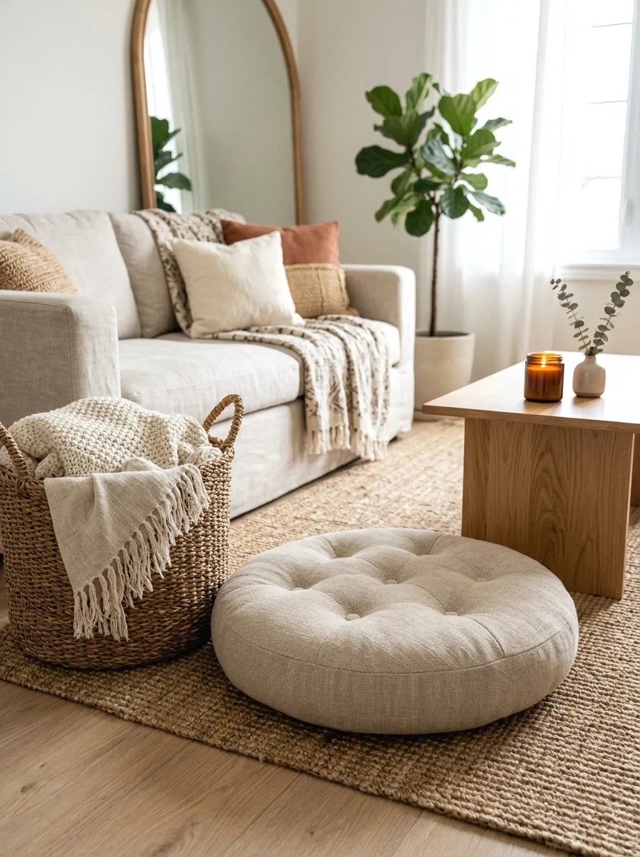 round tufted floor cushion