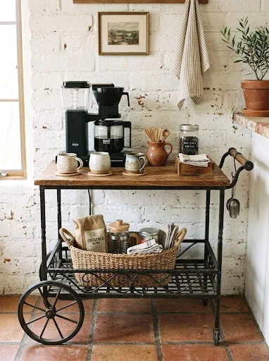 rustic wood and wrought iron cart