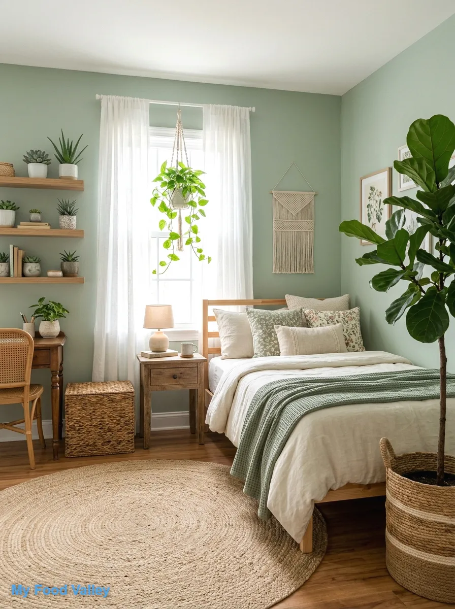 sage green plant filled sanctuary