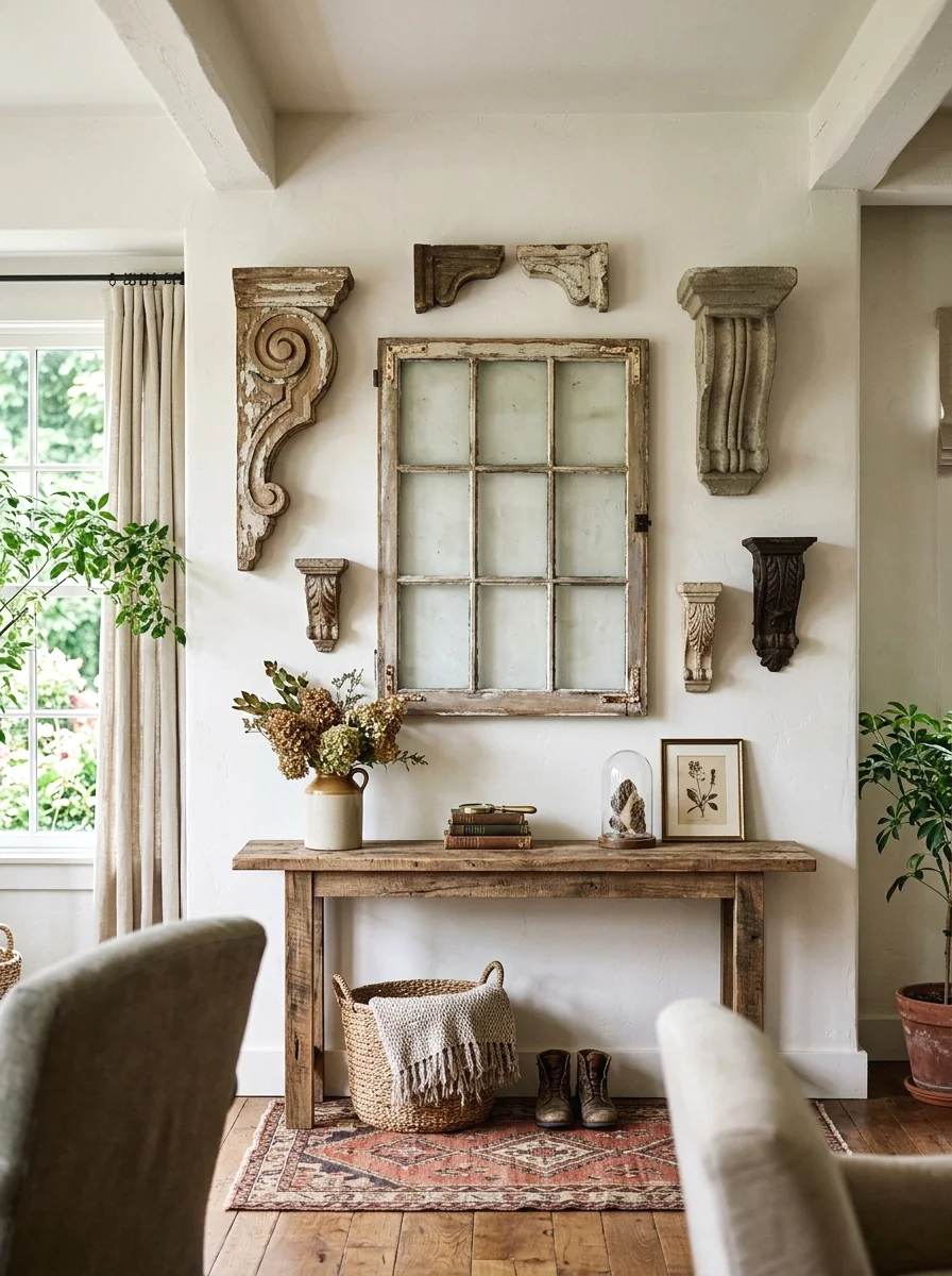 salvaged architectural element display